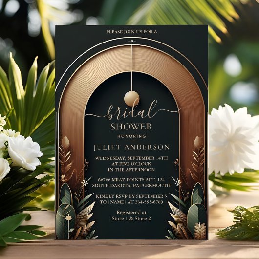 ニューウッドツリーバ素朴ンファームアーチブライダルシャワー 招待状