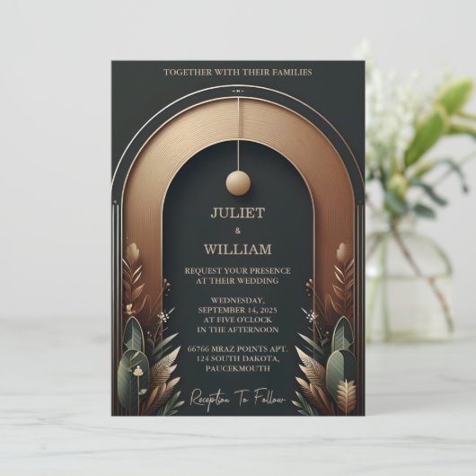 ニューウッドツリーフォレストバ素朴ンファームアーチ結婚ズ 招待状 (スタンド正面)