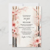 ニューウッドバンブーピンク桜さくらんぼブロッサム結婚 招待状 (正面)