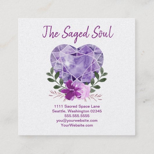 ニューエイジオカルトショップアメジストハートフローラ スクエア名刺 (裏面)