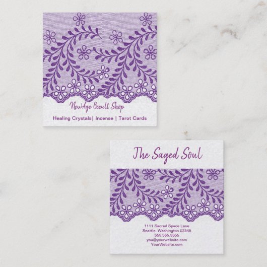 ニューエイジオカルトショップアメジストフローラレース スクエア名刺 (正面/裏面)