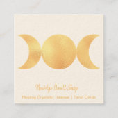 ニューエイジオカルトショップ金ゴールドトリプルムオン スクエア名刺 (正面)