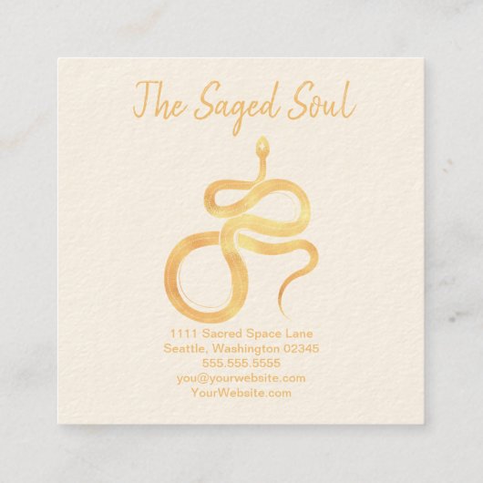 ニューエイジオカルトショップ金ゴールドヘビ スクエア名刺 (裏面)