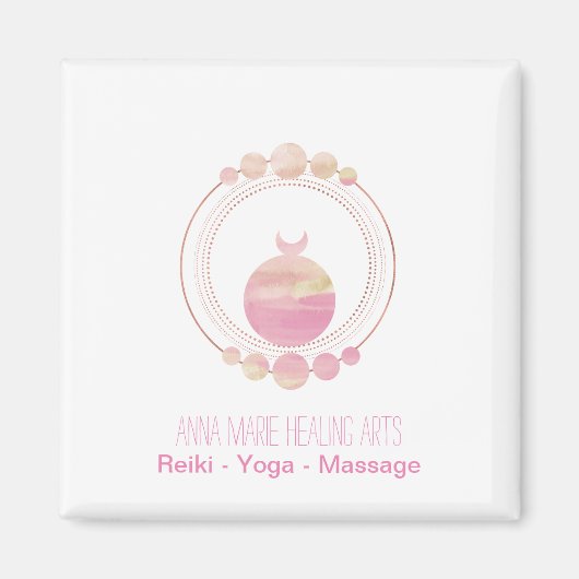 ニューエイジピンクローズ金ゴールド聖幾何学 マグネット (正面)