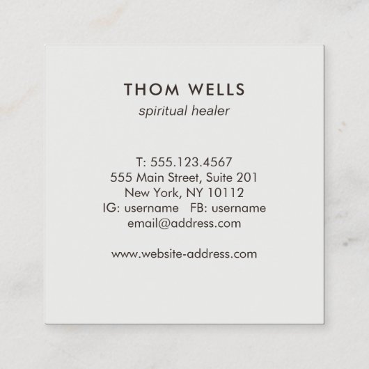 ニューエイジフラワーオブライフスピリチュアルヒーラー スクエア名刺 (裏面)