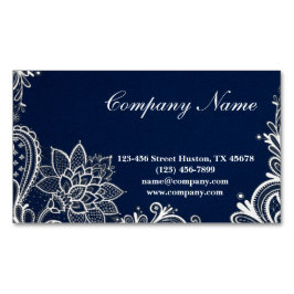 ニューエイジヨガネイビーブルーヘナボヘミアンレース マグネット名刺