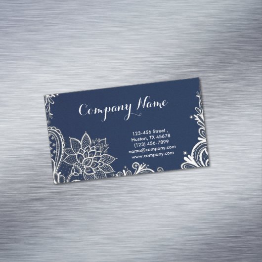 ニューエイジヨガネイビーブルーヘナボヘミアンレース マグネット名刺 (インサイチュ)