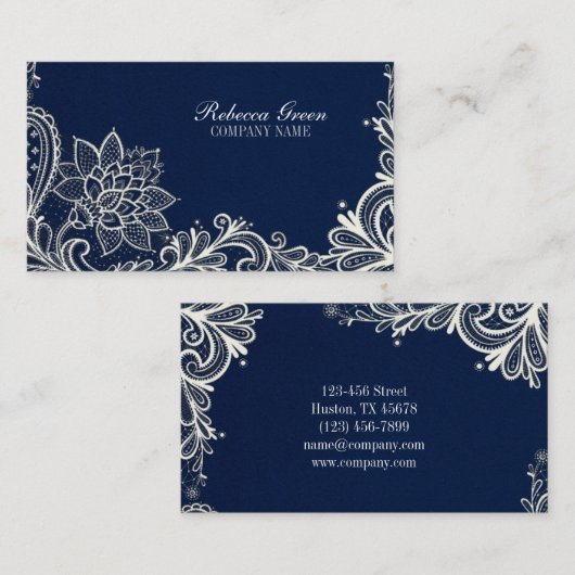 ニューエイジヨガネイビーブルーヘナボヘミアンレース 名刺 (正面/裏面)