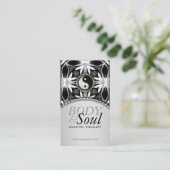 ニューエイジ陰陽白黒ろうけつ染め名刺 名刺 (スタンド正面)