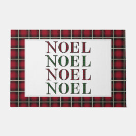 ニューエルレッド&グリーンプレイドパター市松模様にンクリスマス ドアマット