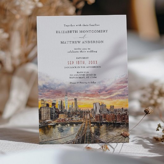 ニューエレガントヨークシティスカイラインブルックリンブリッジ 招待状