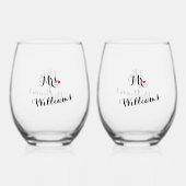 ニューエレガントリウェッド夫人とハネムーン結婚ズ ステムなしワイングラス (正面)