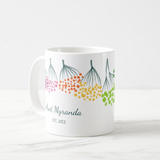 ニューオウンズ抽象芸術レインボーパーソナライズされたフローラ コーヒーマグカップ (正面左)