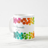 ニューオウンズ抽象芸術レインボー水玉模様 パーソナライズされた コーヒーマグカップ (正面左)