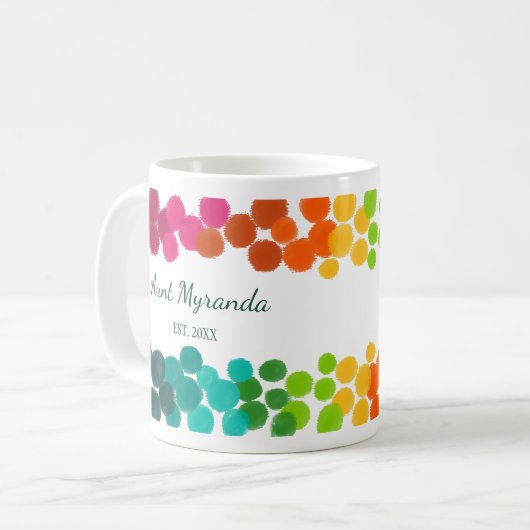 ニューオウンズ抽象芸術レインボー水玉模様 パーソナライズされた コーヒーマグカップ (正面左)