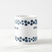 ニューオクルー抽象芸術ブルー水玉模様 パーソナライズされた コーヒーマグカップ (中央)