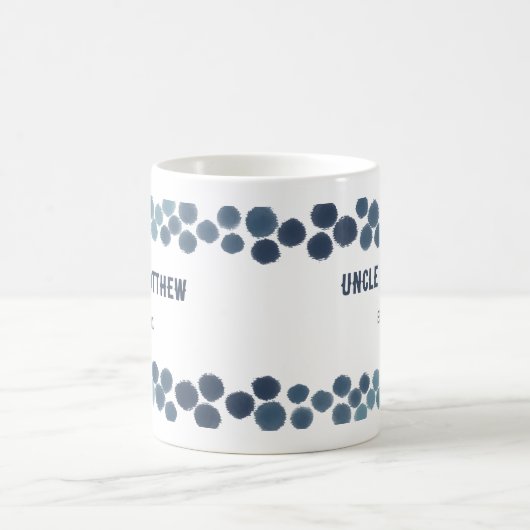 ニューオクルー抽象芸術ブルー水玉模様 パーソナライズされた コーヒーマグカップ (中央)