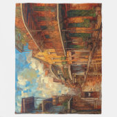 ニューオリンズフランスのクォーター、未来主義スタイルアート フリースブランケット (正面)