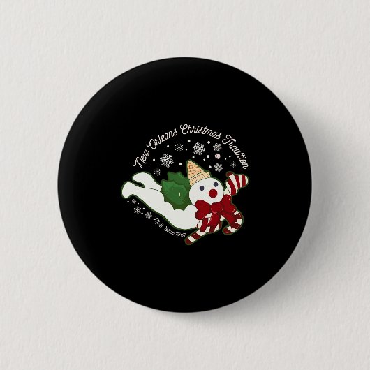 ニューオリンズ ミスター ビングル クリスマスの伝統 スノーマン 缶バッジ (正面)