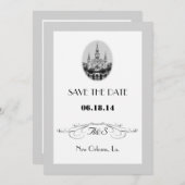 ニューオーリンズのジャクソン広場で「Save the Date」カード 招待状 (正面/裏面)