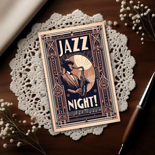 ニューオーリンズのジャズの夜 - ビンテージアート ポストカード