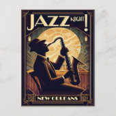 ニューオーリンズのジャズの夜 - ビンテージアート ポストカード (正面)