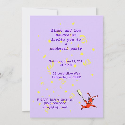 ニューオーリンズのテーマパーティの招待状 招待状 (裏面)