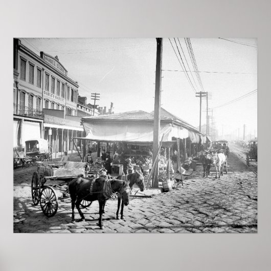 ニューオーリンズのフランス市場、1906年。ヴィンテージ写真 ポスター (正面)