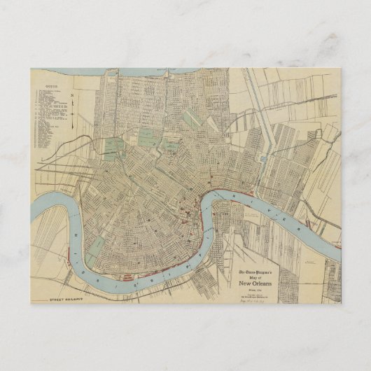 ニューオーリンズの古地図（1919年） ポストカード (正面)