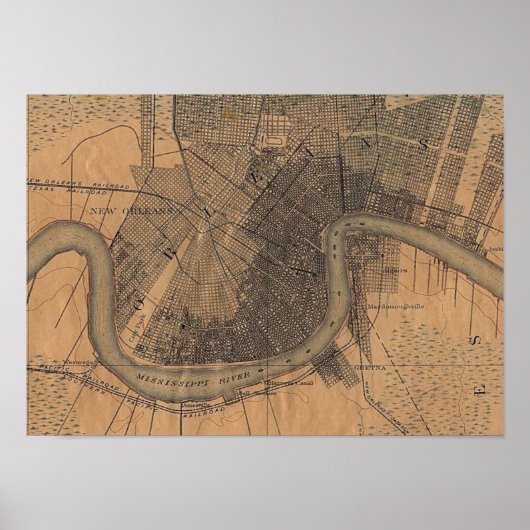 ニューオーリンズの地図1891 ポスター (正面)