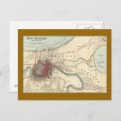 ニューオーリンズの地図1900 ポストカード (正面/裏面)