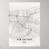 ニューオーリンズの墨絵地図の壁掛けポスターギフト ポスター (正面)