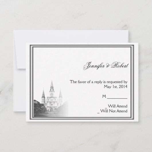 ニューオーリンズの宛先ウェディングレスポンスカード 出欠カード (正面)