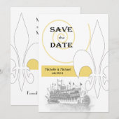 ニューオーリンズの川船 フルール・ド・リス 保存の日 招待状 (正面/裏面)