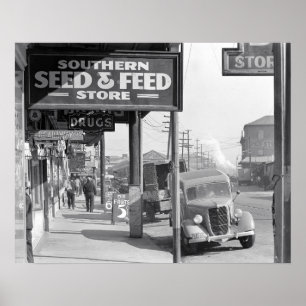 ニューオーリンズの歩道、1935年。ヴィンテージ写真 ポスター
