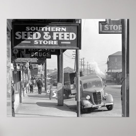 ニューオーリンズの歩道、1935年。ヴィンテージ写真 ポスター (正面)