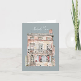 ニューオーリンズの歴史的建造物の水彩画 サンキューカード
