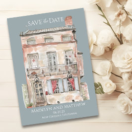 ニューオーリンズの歴史的建造物の水彩画 招待状