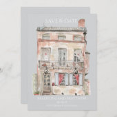 ニューオーリンズの歴史的建造物 水彩画 招待状 (正面/裏面)