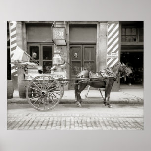 ニューオーリンズの牛乳カート 1910年 復古調写真 ポスター