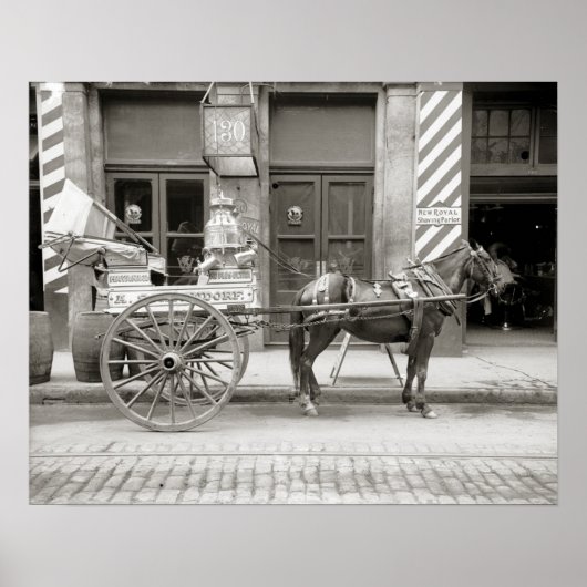 ニューオーリンズの牛乳カート 1910年 復古調写真 ポスター (正面)
