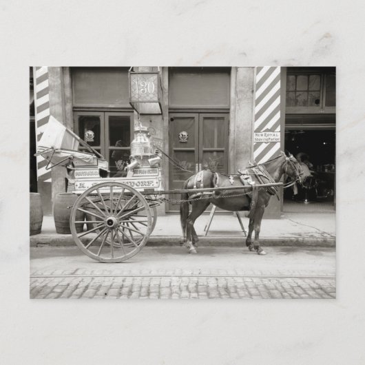 ニューオーリンズの牛乳配達車 1910年 ポストカード (正面)