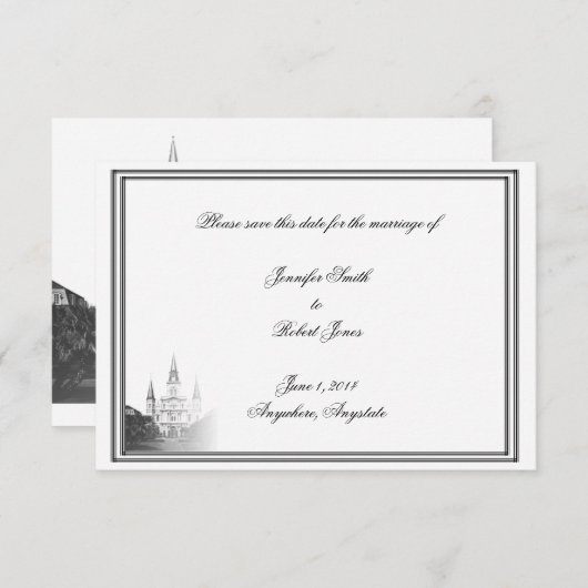 ニューオーリンズの目的地の結婚式の日付を保存 セーブザデート (正面/裏面)