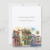 ニューオーリンズの目的地の結婚式の水の色 招待状 (裏面)