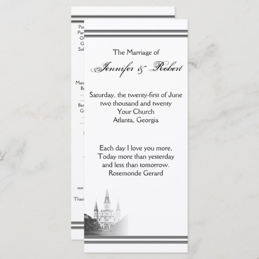 ニューオーリンズの目的地の結婚式プログラム プログラム (正面/裏面)