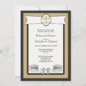 ニューオーリンズの結婚式リハーサルディナーのブラックゴールド 招待状 (裏面)