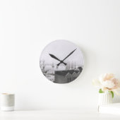 ニューオーリンズの見解Lower Cotton Prから抜粋 ラウンド壁時計 (ホーム)