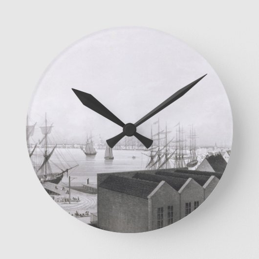 ニューオーリンズの見解Lower Cotton Prから抜粋 ラウンド壁時計 (正面)