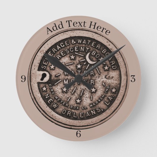 ニューオーリンズウォーターメーター時計、文字 ラウンド壁時計 (正面)