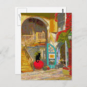 ニューオーリンズコートヤードブラックキャット ポストカード (正面/裏面)